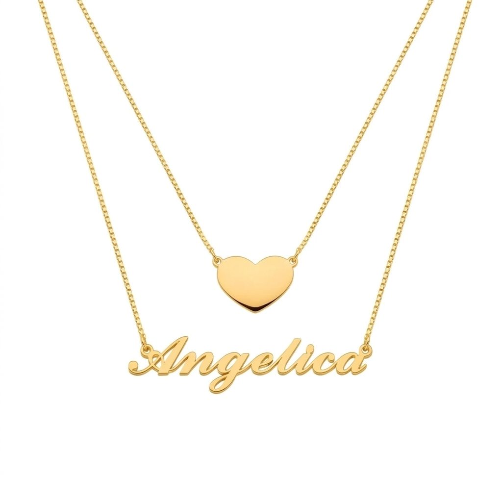 Personalised Double-Layer Name Necklace with Heart