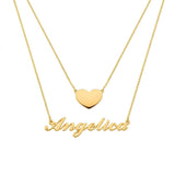 Personalised Double-Layer Name Necklace with Heart