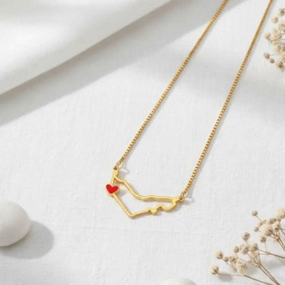 UAE Map With Red Heart Necklace
