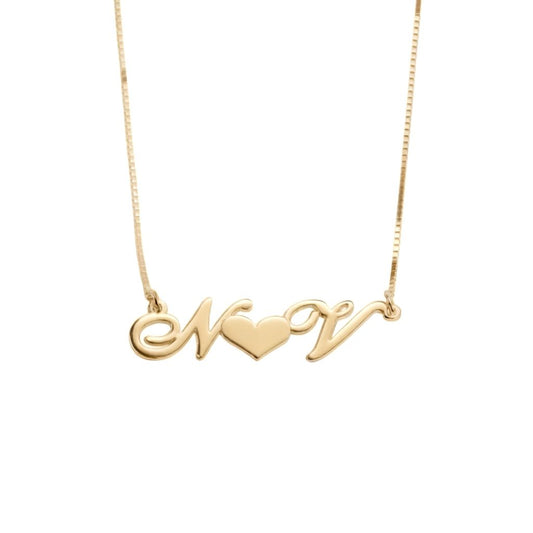 Custom Initials With Heart Necklace