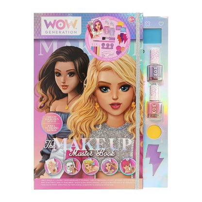 Make-up book for dolls with colorful packaging and character illustrations on a white background