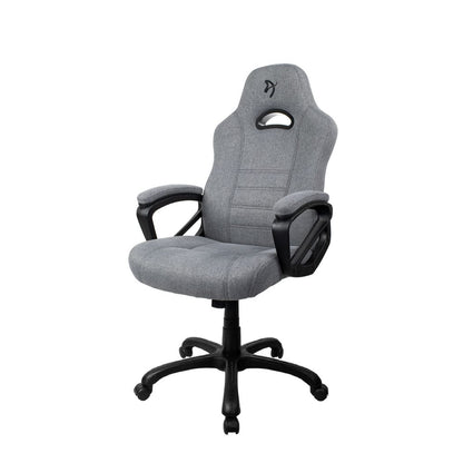 Gray office chair with black wheels on a white background