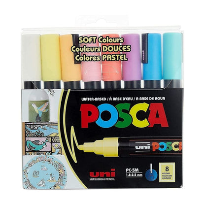 Pack of Posca markers with colorful caps on a white background