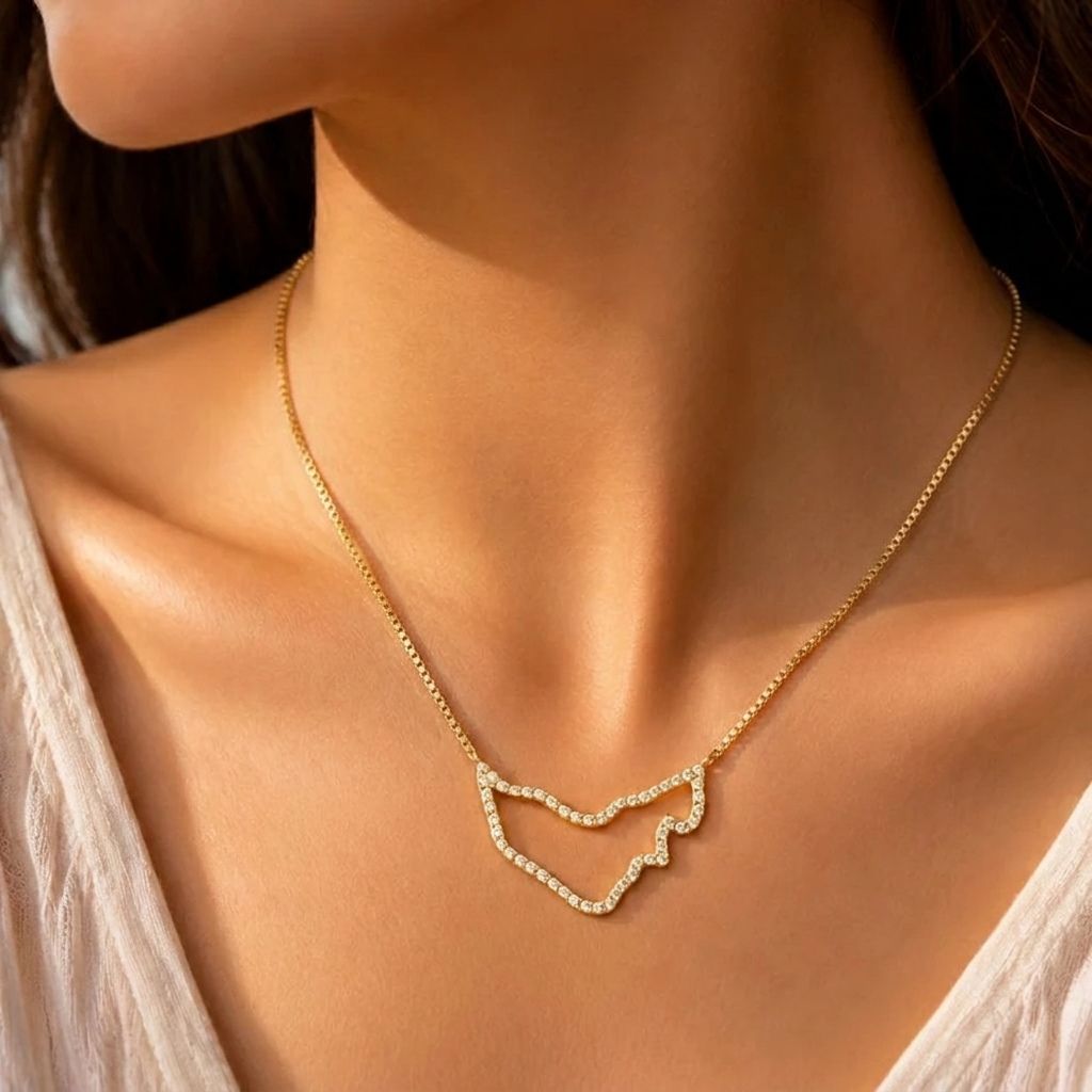 UAE Zirconia Map Necklace