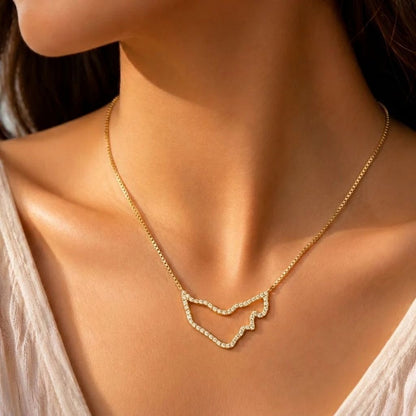 UAE Zirconia Map Necklace