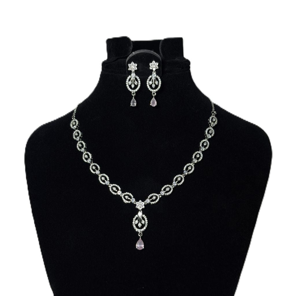 Blush Petal Necklace And Earrings Set