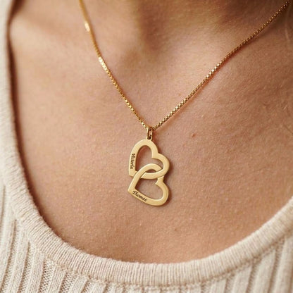 Interlocked Heart Engraved Name Necklace
