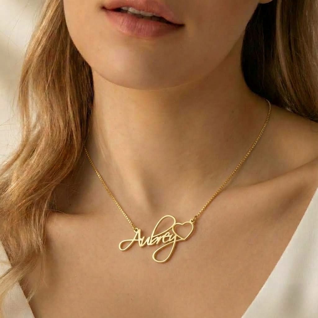 Delicate Engraved Heart Name Necklace