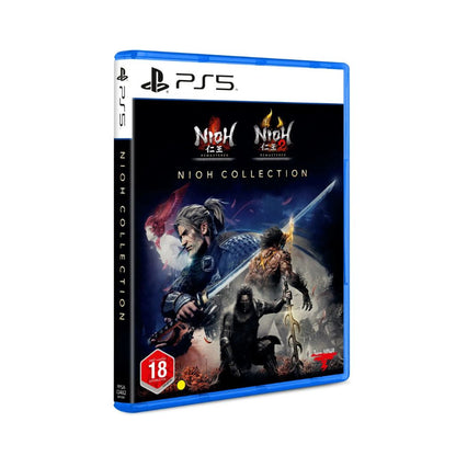 PlayStation 5 game disc for 'Nioh Collection' with characters and branding on a white background