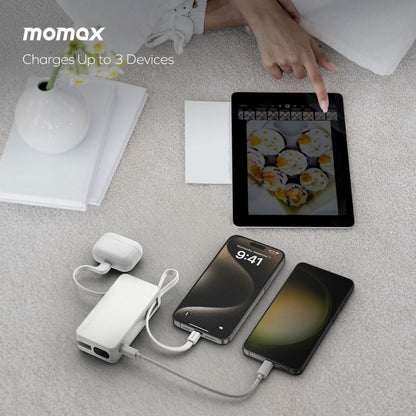 Momax 1-Power Vital+ 10000 mAh Power Bank With Built In Usb-C & Lightning Cable