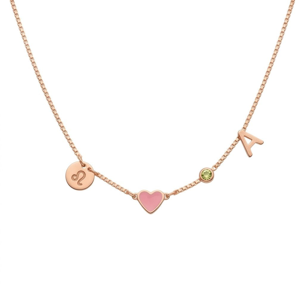 Personalised Zodiac Birthstone Initial Necklace