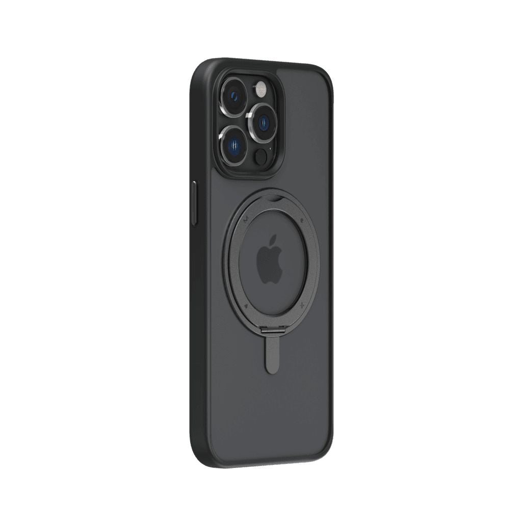 Black phone case with Apple logo on a white background