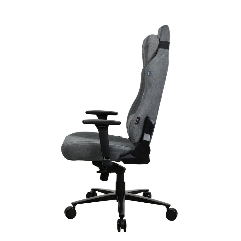 Gray office chair with black accents on a white background