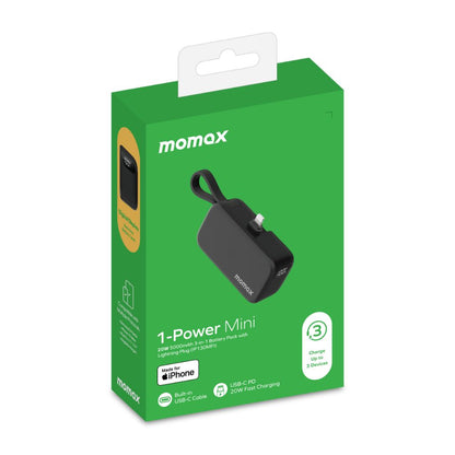 Momox 1-Power Mini power bank packaging on a white background