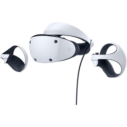 White VR headset with controllers on a white background