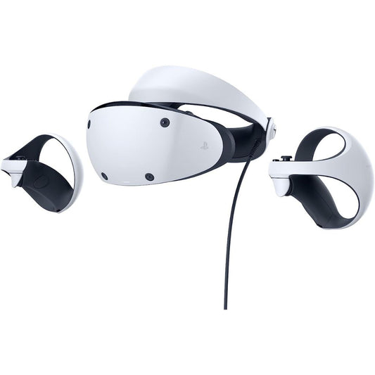 White VR headset with controllers on a white background
