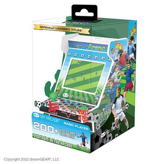 Boxed retro arcade game with soccer theme and 'My Arcade' branding