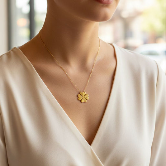 Personalised Four-Leaf Clover Two-Initial Necklace