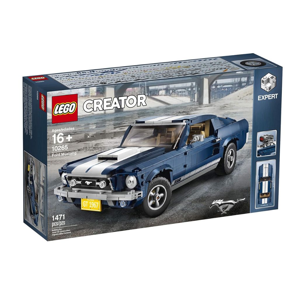 LEGO Creator Expert Ford Mustang set packaging on a white background