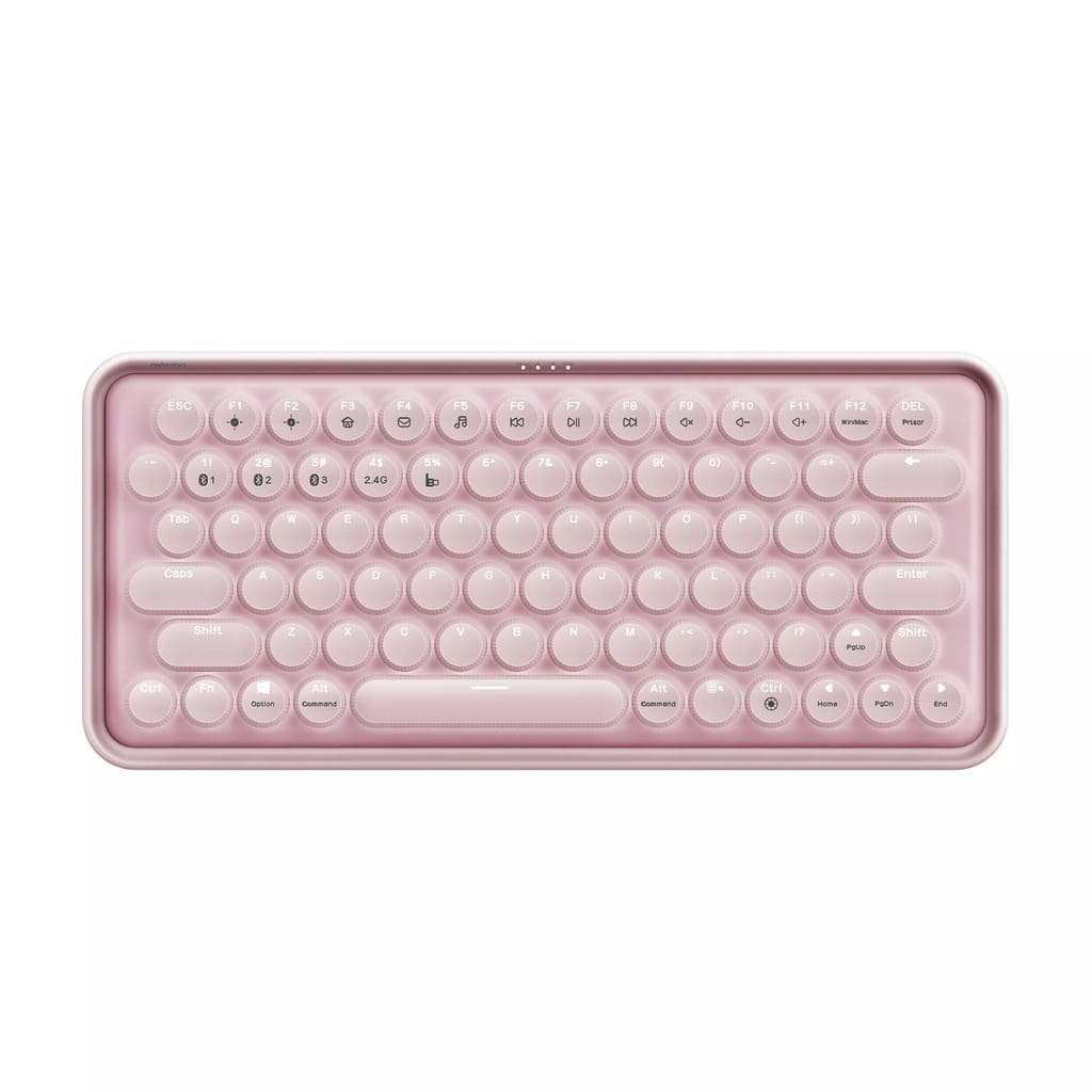 Pink keyboard on a white background