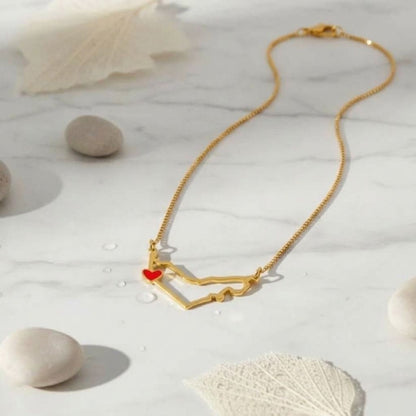 UAE Map With Red Heart Necklace
