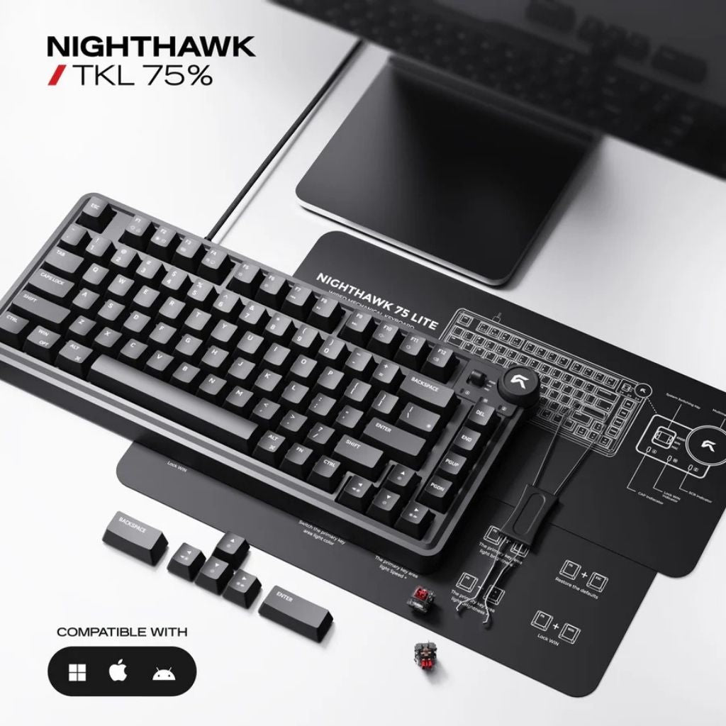 Cybeart Nighthawk 75 Lite - Wired RGB Gaming Keyboard - Black
