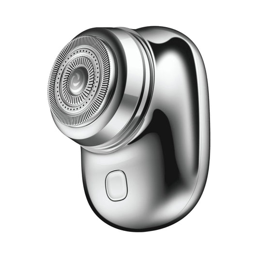 Silver electronic device on a white background