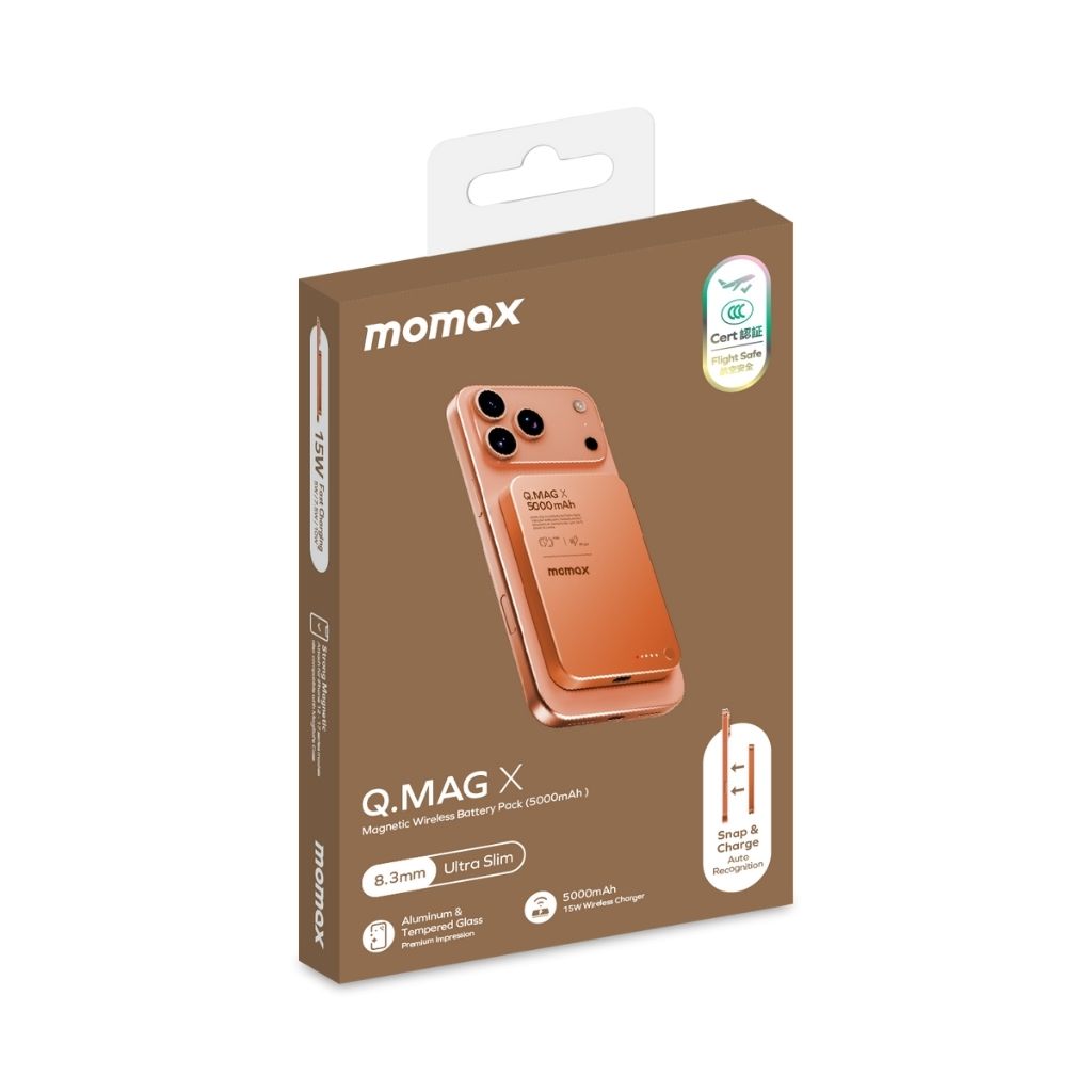 Momax Q.Mag X 5000 mAh Gen2 15W Ultra Slim Magsafe Wireless Power Bank