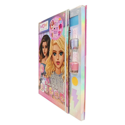 Toy makeup set with dolls and accessories in a colorful packaging on a white background