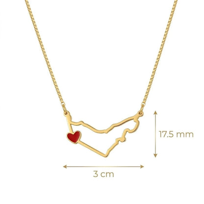 UAE Map With Red Heart Necklace