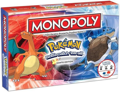 Monopoly Pokémon Kanto Edition game box with two characters on a colorful background