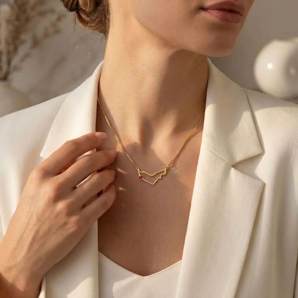 UAE Map With Red Heart Necklace
