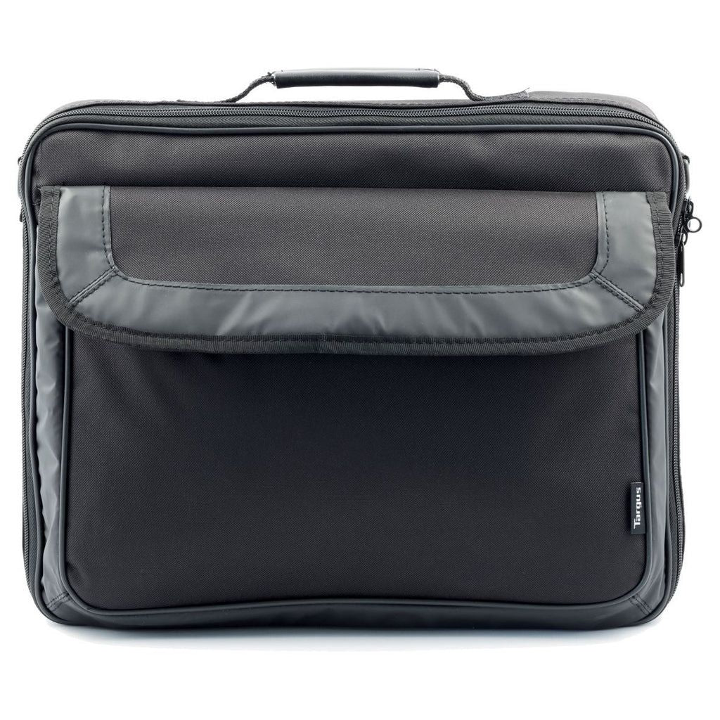 Black and gray laptop bag on a white background