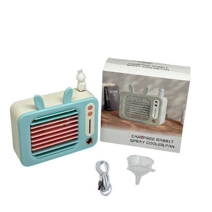 Cute Rabbit Design Cooler Fan with Misting Spray Feature