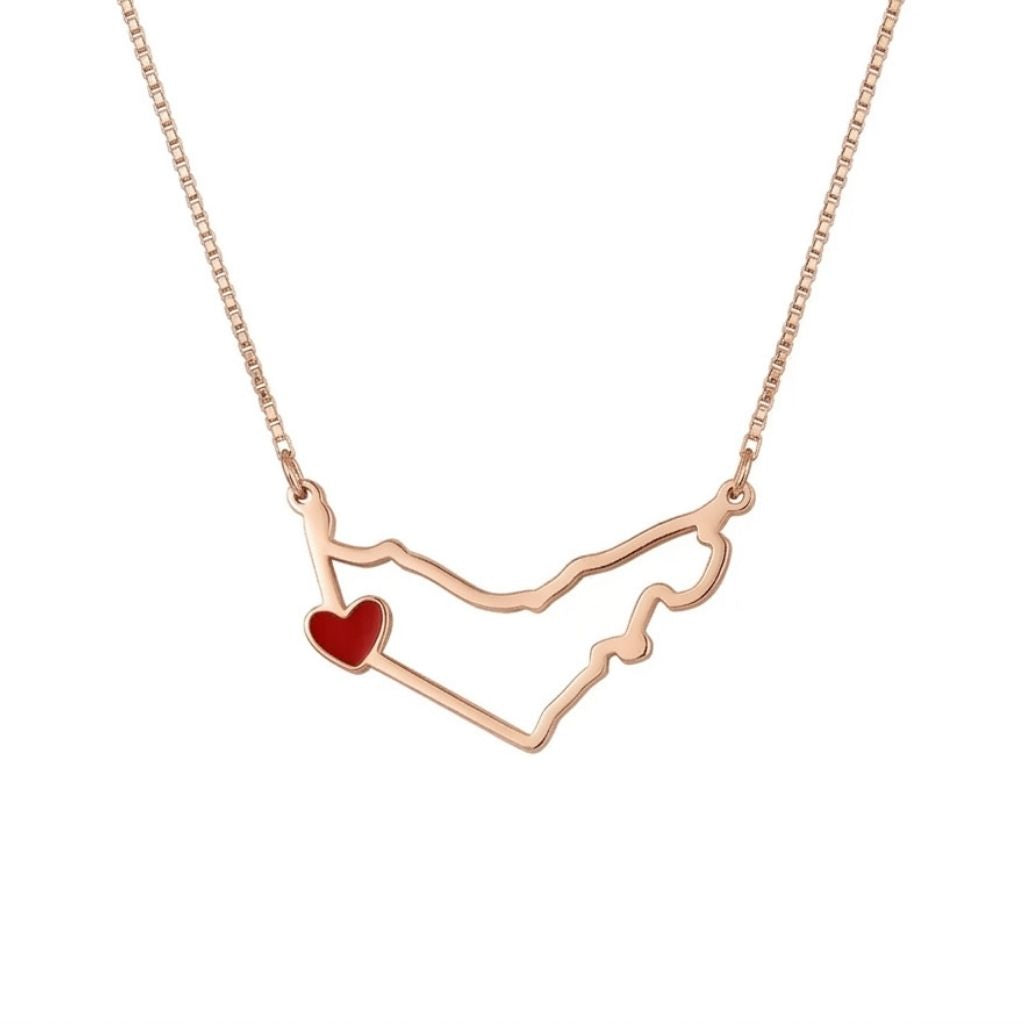UAE Map With Red Heart Necklace