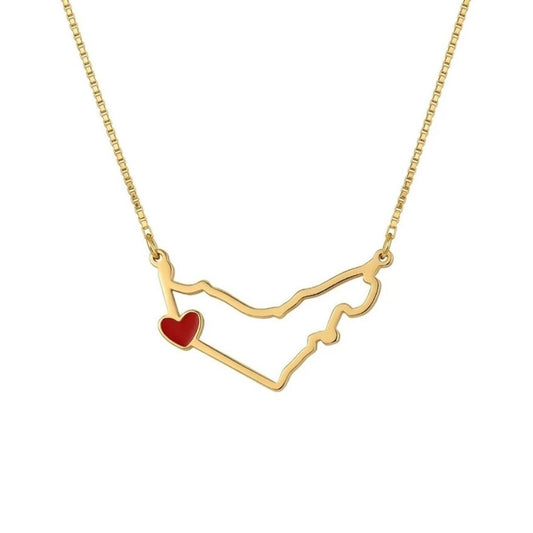 UAE Map With Red Heart Necklace