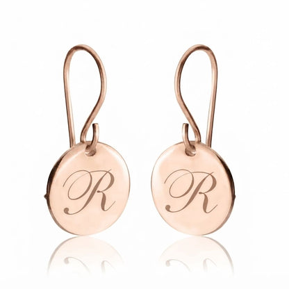 Engraved Initial Drop Earrings