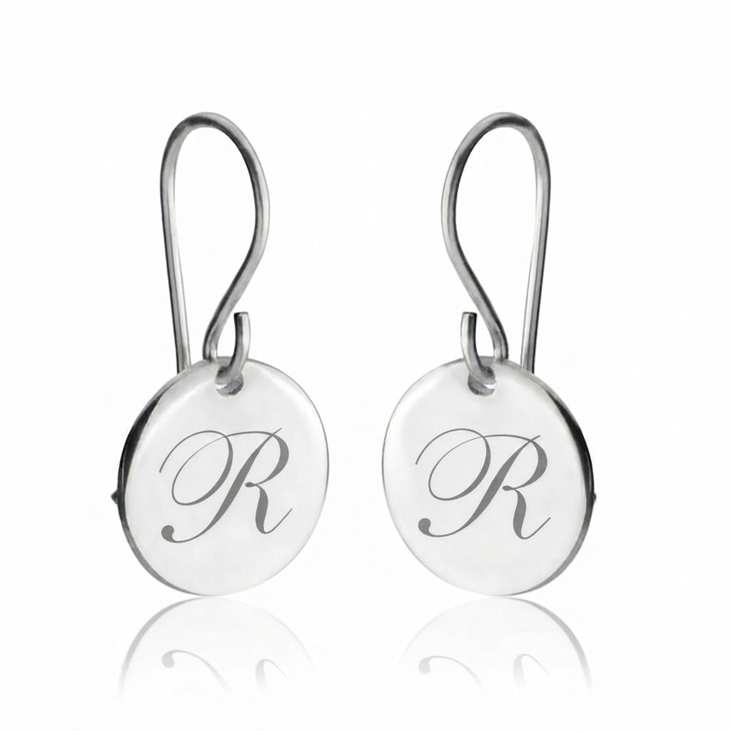 Engraved Initial Drop Earrings