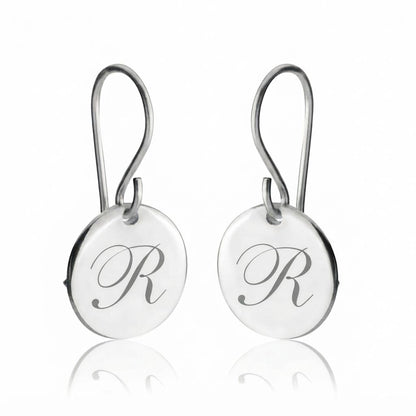 Engraved Initial Drop Earrings