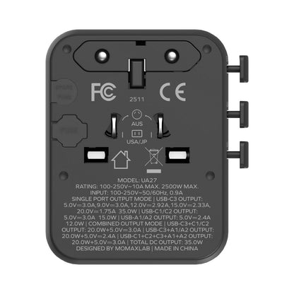 Momax 1-World2 35W 5-Port Dual Ac Travel Adaptor