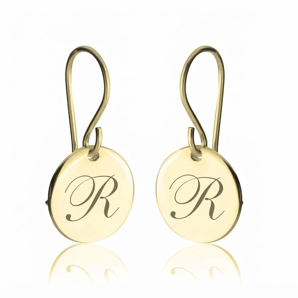 Engraved Initial Drop Earrings