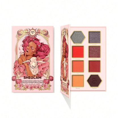 Sheglam Adventurous Aries makeup palette with illustrated packaging on a white background