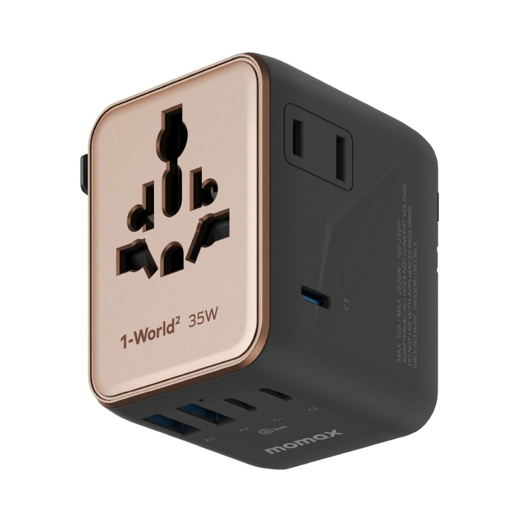 Momax 1-World2 35W 5-Port Dual Ac Travel Adaptor
