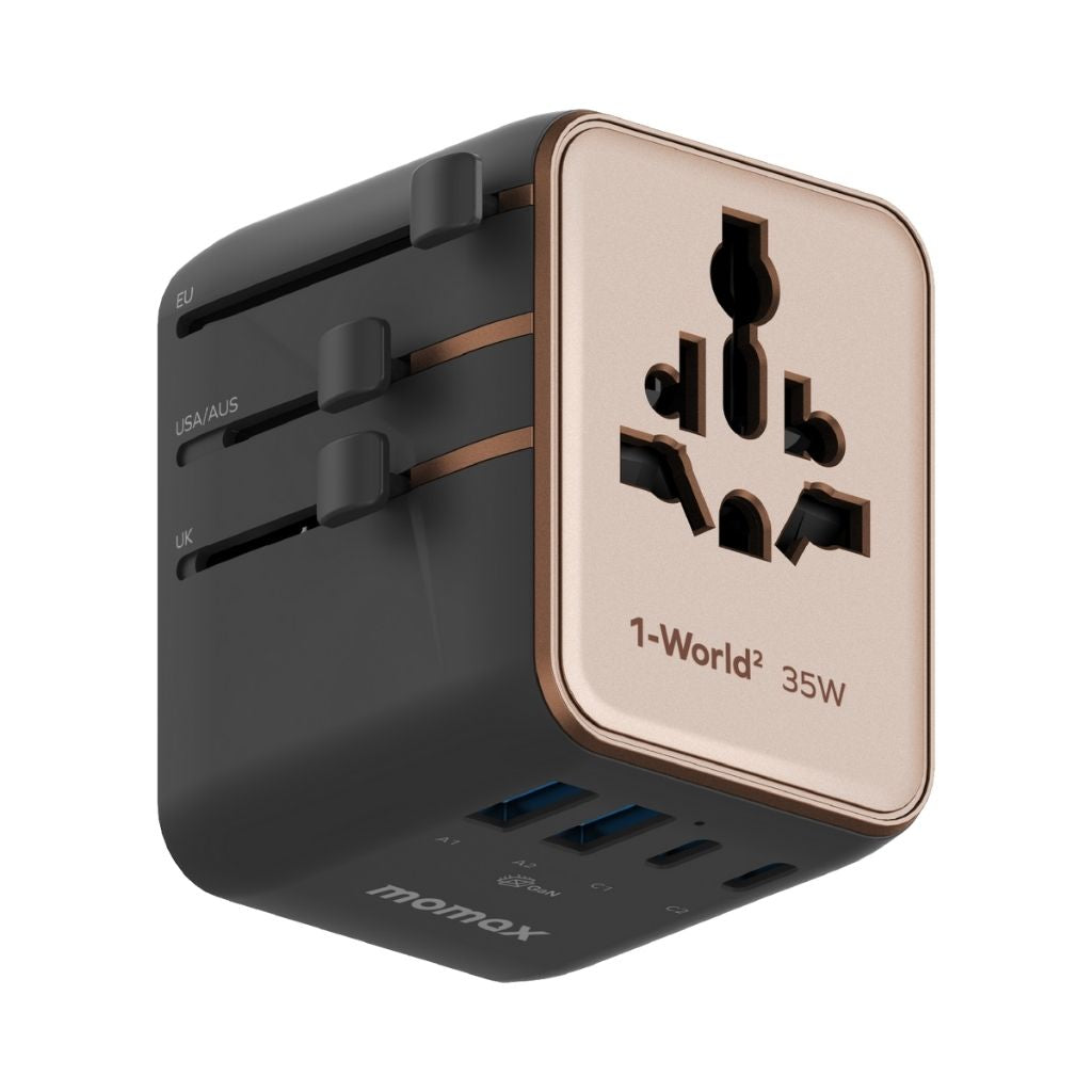 Momax 1-World2 35W 5-Port Dual Ac Travel Adaptor