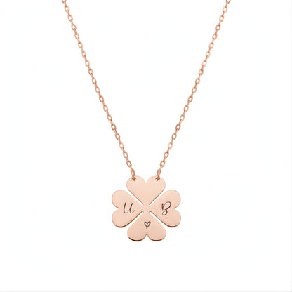 Personalised Four-Leaf Clover Two-Initial Necklace