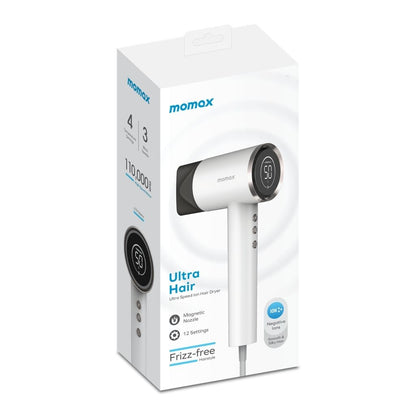 Momax hair dryer packaging on a white background