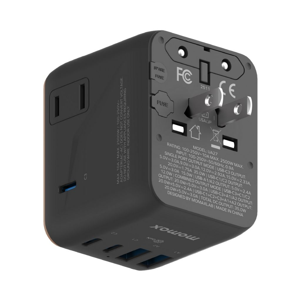 Momax 1-World2 35W 5-Port Dual Ac Travel Adaptor