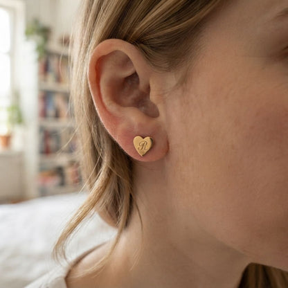 Heart Initial Studs