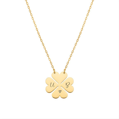 Personalised Four-Leaf Clover Two-Initial Necklace