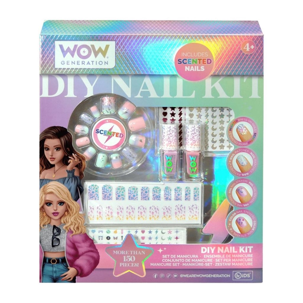 WOW Generation DIY Nail Kit packaging with dolls and nail polish on a white background